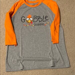 Gobble adult smallRaglan Shirt - Orange and Gray